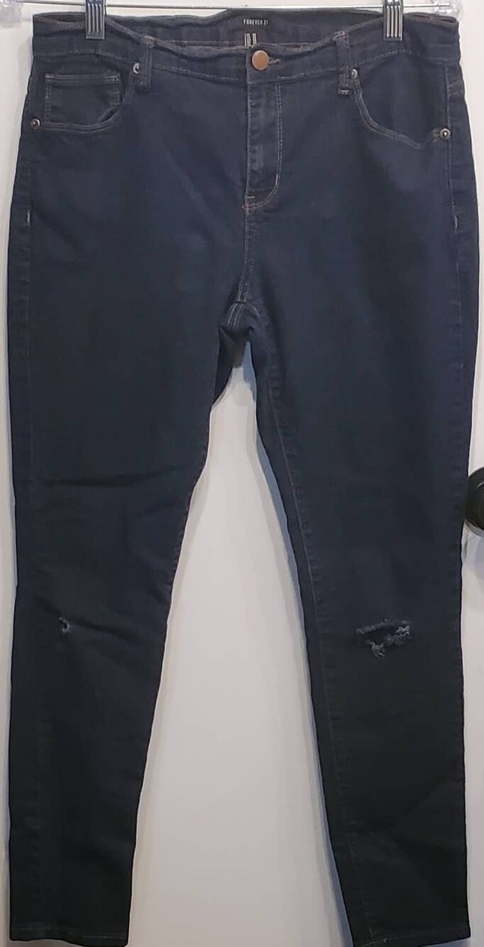 Forever 21 Dark Wash Distressed Jeans SIZE 30
